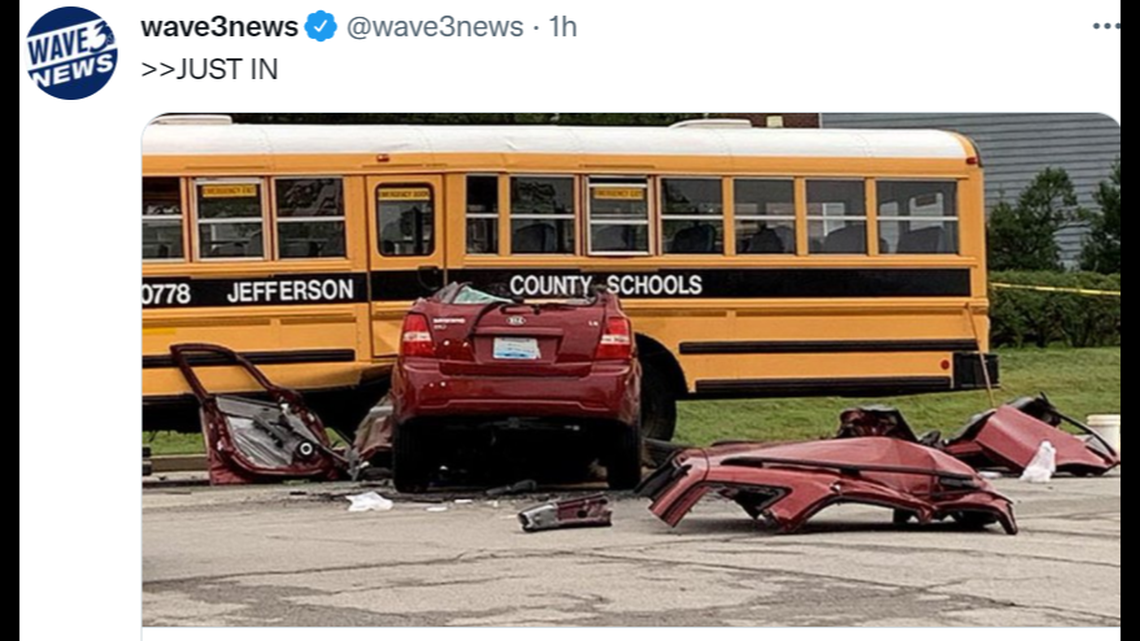 A woman died and several children were injured after an SUV crashed into a school bus in Louisville, Kentucky.