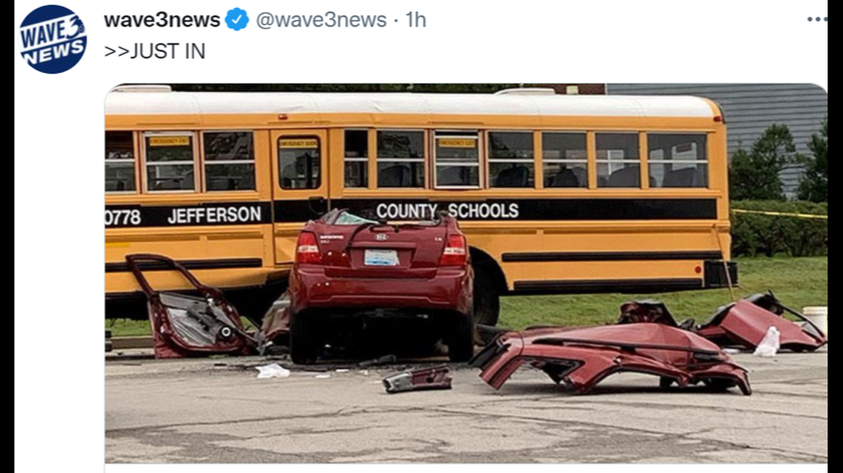 A woman died and several children were injured after an SUV crashed into a school bus in Louisville, Kentucky.