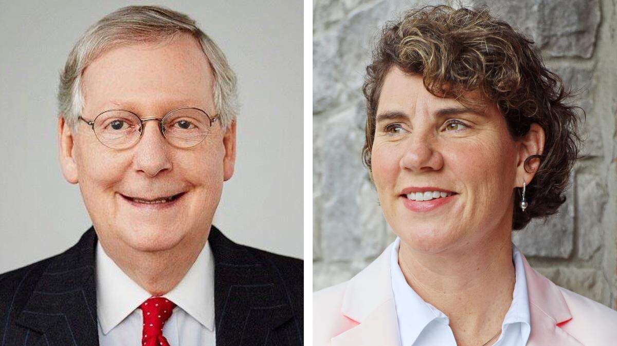 U.S. Senate Majority Leader Mitch McConnell, the Republican, left, beat Amy McGrath, the Democrat, in the November general election.