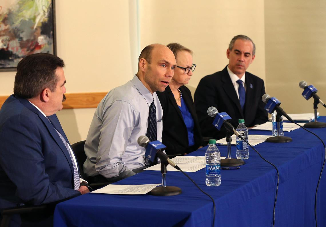 Dr. Derek Forster, UK HealthCareÕs medical director for infection prevention and control, discussed UKÕs preparation for the possibility of an outbreak of Corona virus Thursday during a press conference in the Wethington building.