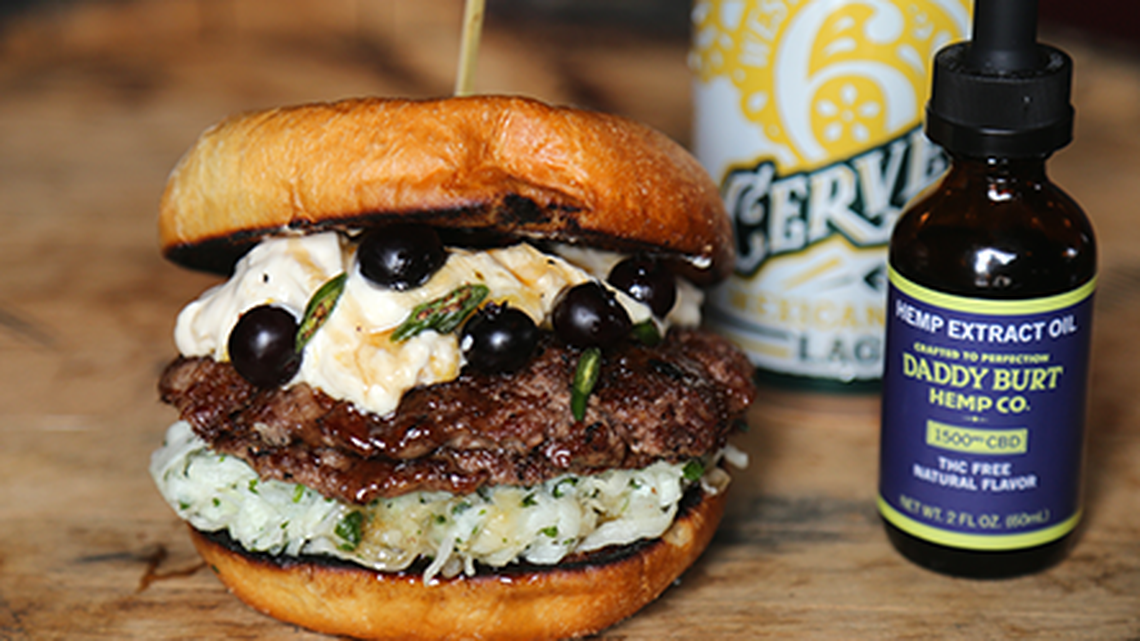 Lexington Burger Week, July 8-14, has 40 different burgers to try, including this year a CBD burger from Parlay Social. It features two fresh beef patties topped with cream cheese whipped with Daddy Burt’s CBD oil and smoked peaches, pickled blueberries and sorghum barbecue. It’s served on a brioche bun with kohlrabi slaw.