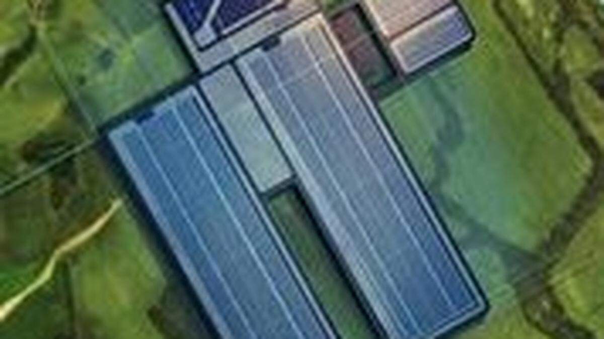 Ford Motor Corp. and SK Innovation announced Monday, Sept. 27, 2021, a $5.8 billion investment to build two electric battery manufacturing plants near Glendale, Ky. This is a depiction of the so-called BlueOvalSK Battery Park.