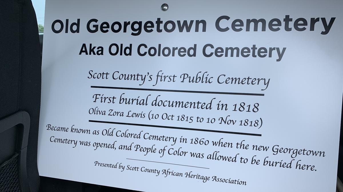 A sign to honor those buried at the Old Georgetown Cemetery was removed by the city after the mayor said they needed to be involved in the decision to put the sign up.