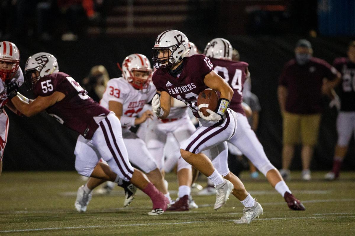 Pikeville's Blake Birchfield (12) ran the ball against Belfry on Friday night.
