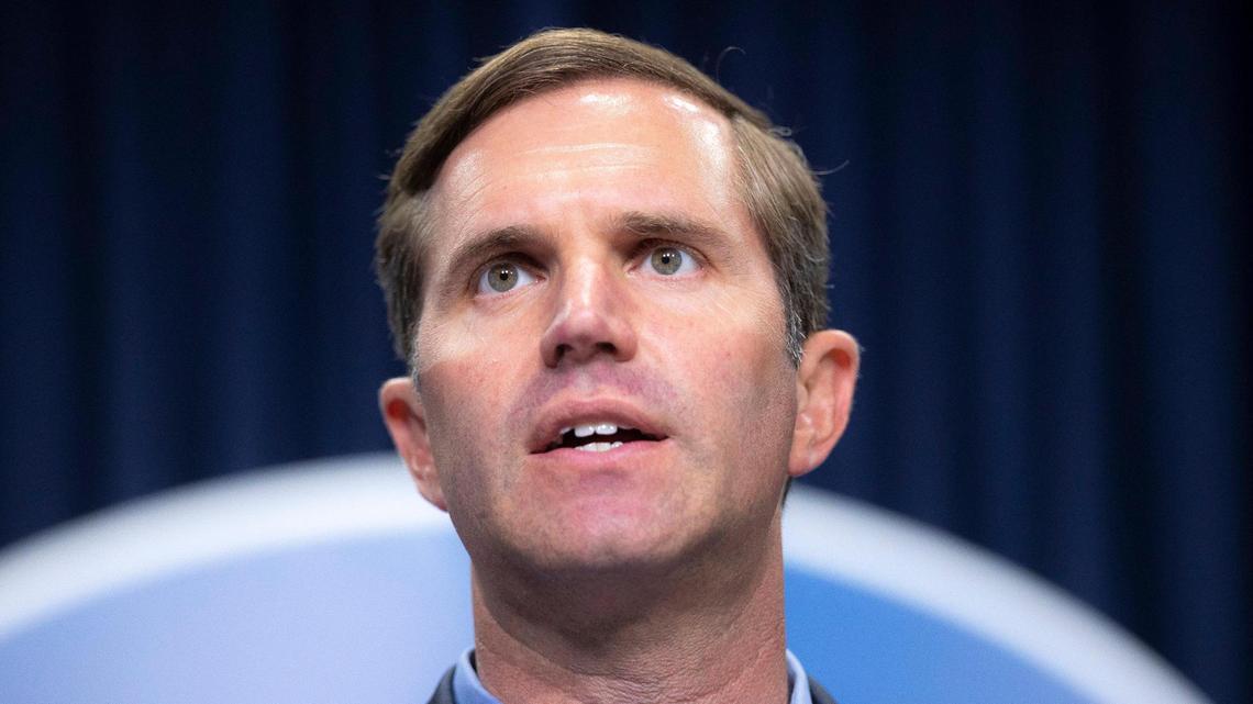 Kentucky Gov. Andy Beshear speaks during a media conference at the state Capitol in Frankfort, Ky., on Thursday, July 8, 2021.
