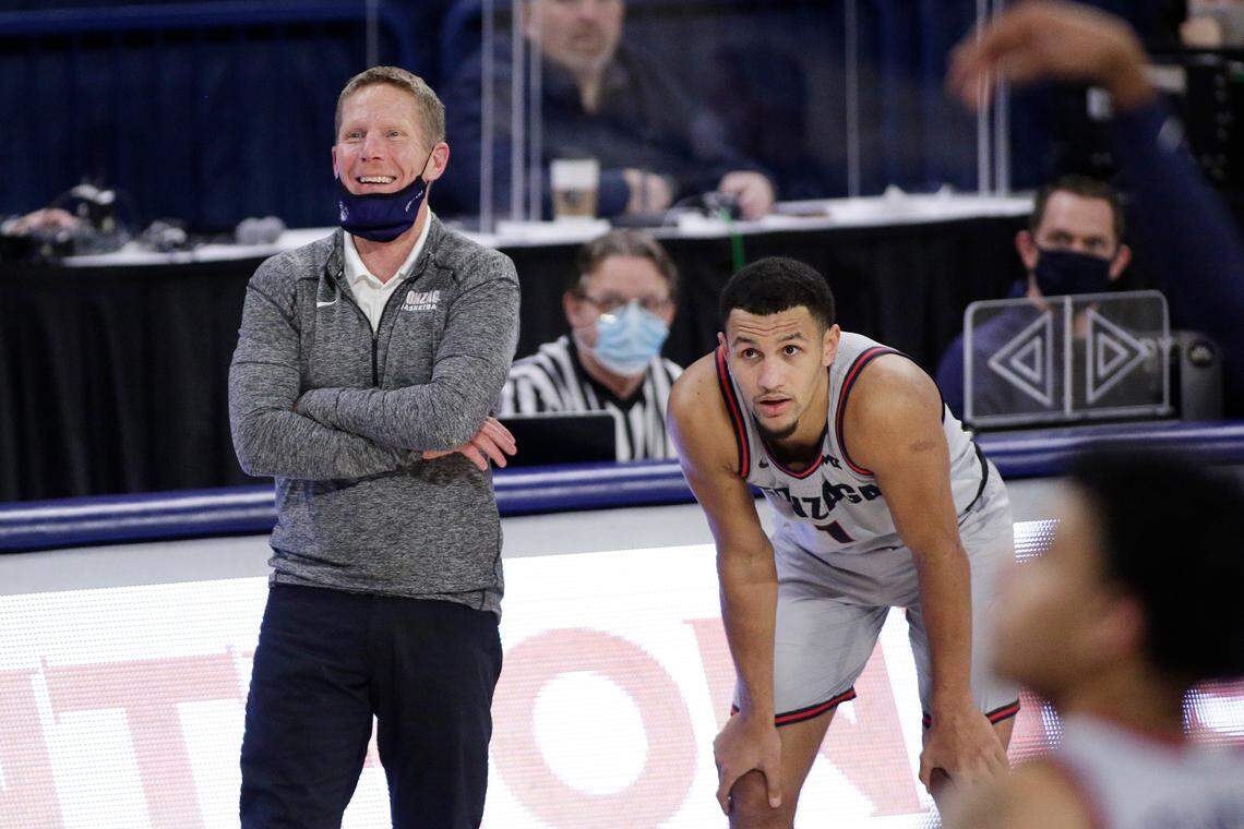 Gonzaga Coach Mark Few, left, has directed the Zags to 17 NCAA Tournament victories over the past five tourneys but is still seeking the school’s first national championship.