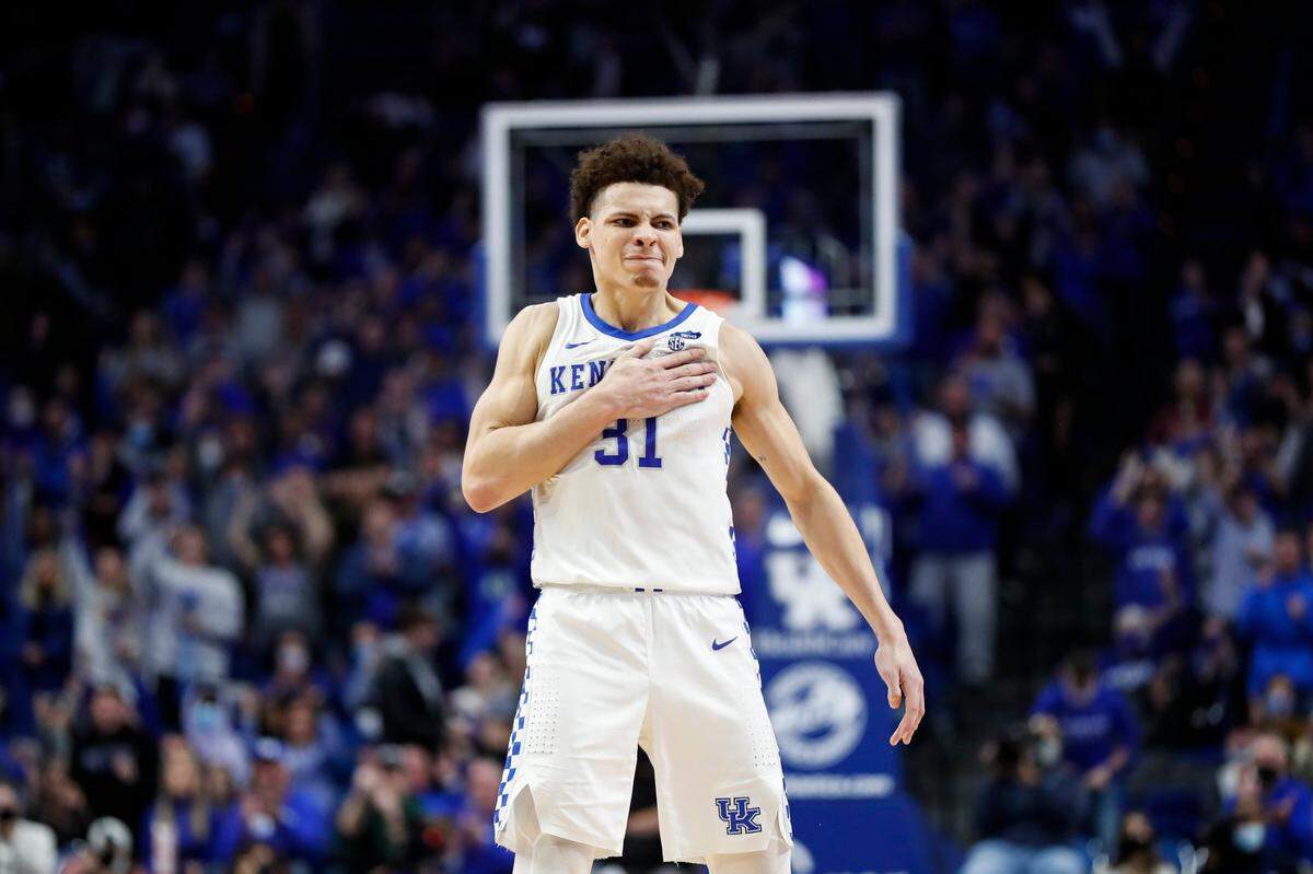 Kentucky’s Kellan Grady (31) scored UK’s first eight points in overtime in Tuesday’s 82-74 OT victory over Mississippi State in Rupp Arena.