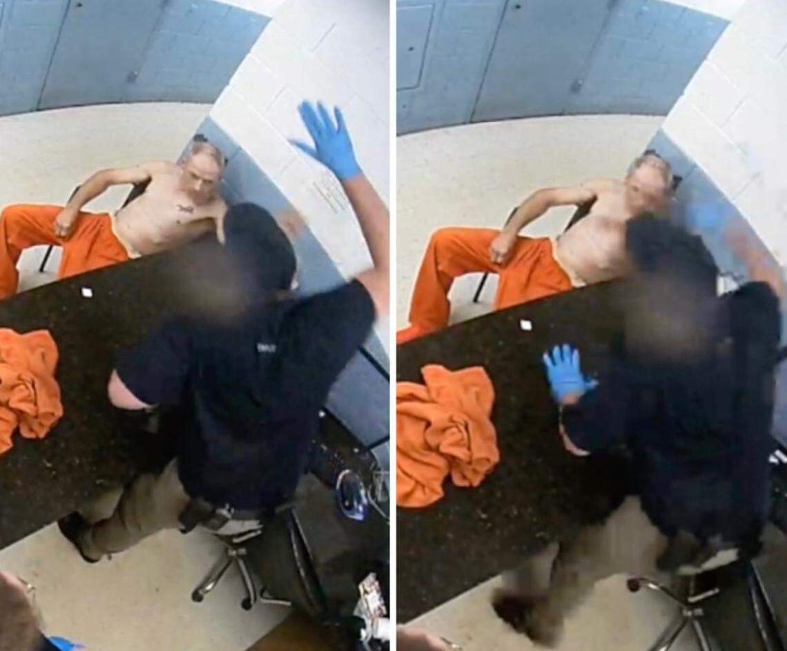 Video footage from the Montgomery Co. Regional Jail shows a deputy hitting Kevin Hall with an open hand.