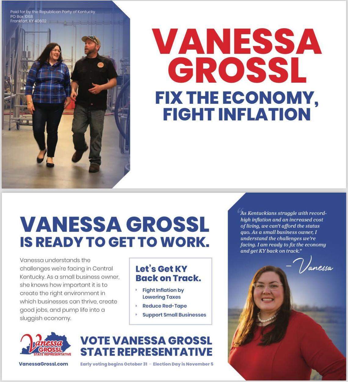 A mail advertisement supporting Vanessa Grossl from the Republican Party of Kentucky.