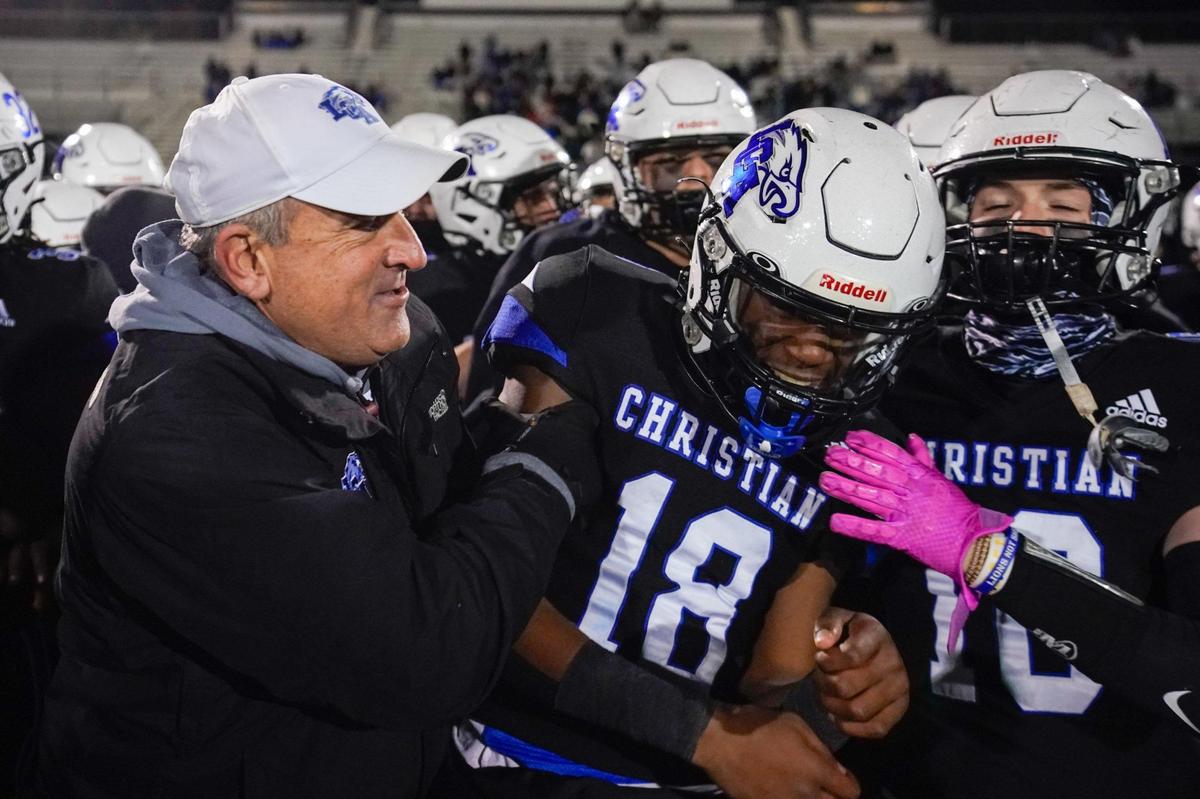 Lexington Christian Academy head coach Doug Charles, left, has led the Eagles to the Class 2A state finals for the second year in a row.