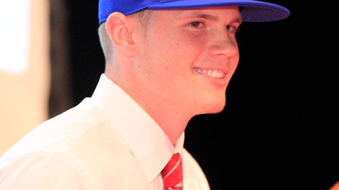 Conner High School quarterback Drew Barker announced his commitment to the University of Kentucky at Conner High School in Hebron, Ky., on May 10, 2013. Photo by Pablo Alcala | Staff 