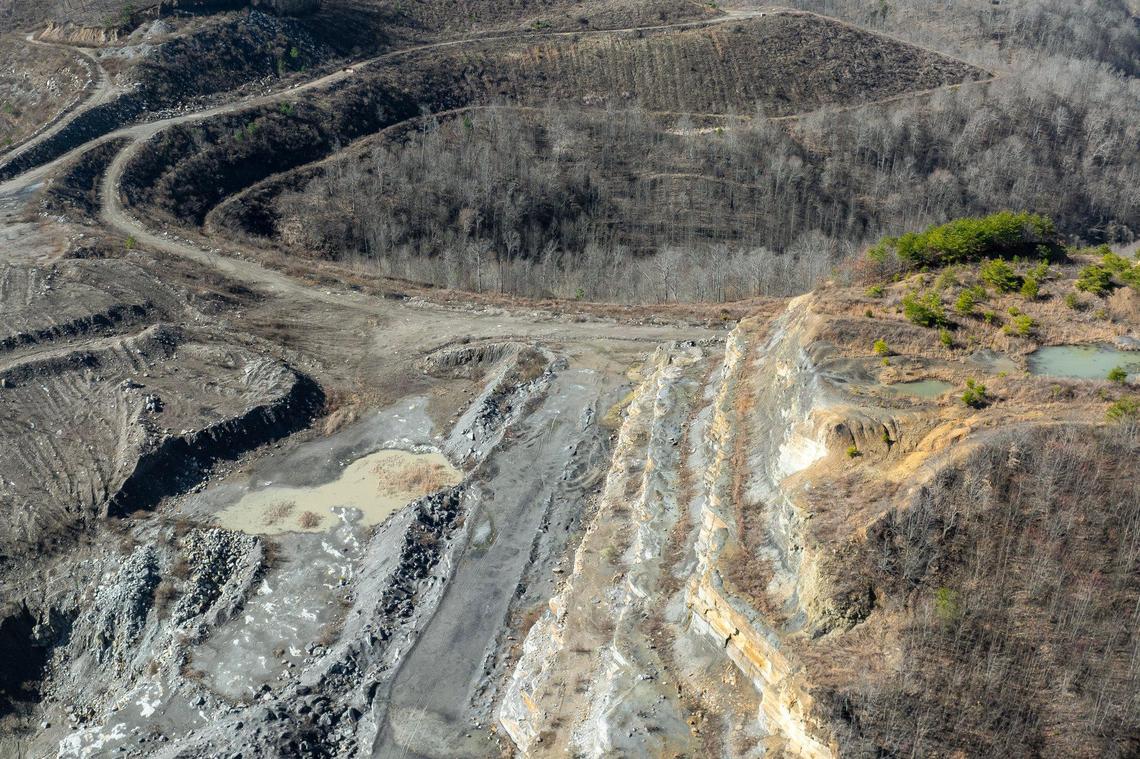 An unreclaimed mine is photographed in Pike County, Ky., on Friday, Feb. 7, 2025.