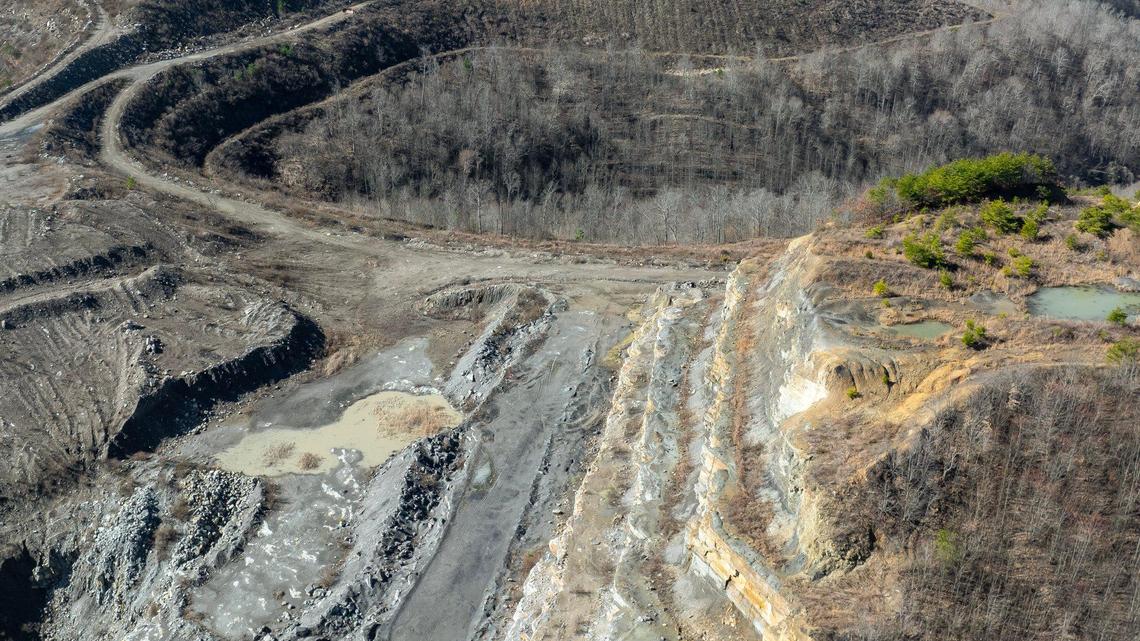 An unreclaimed mine is photographed in Pike County, Ky., on Friday, Feb. 7, 2025.
