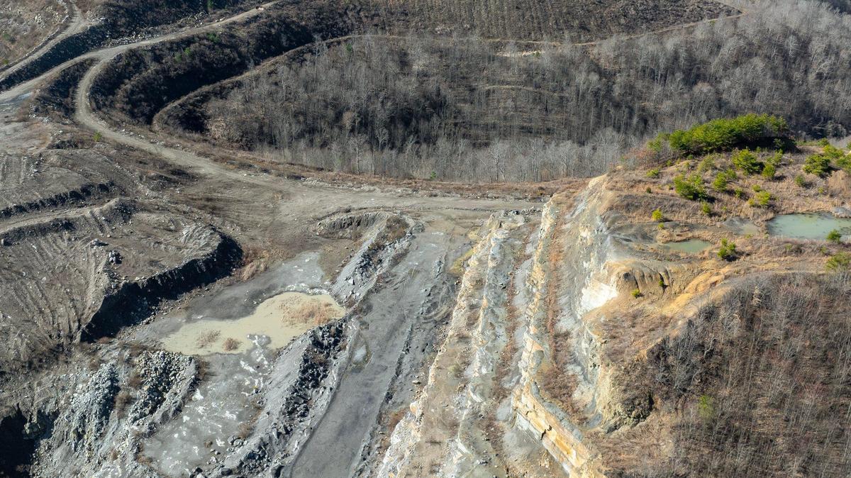 An unreclaimed mine is photographed in Pike County, Ky., on Friday, Feb. 7, 2025.