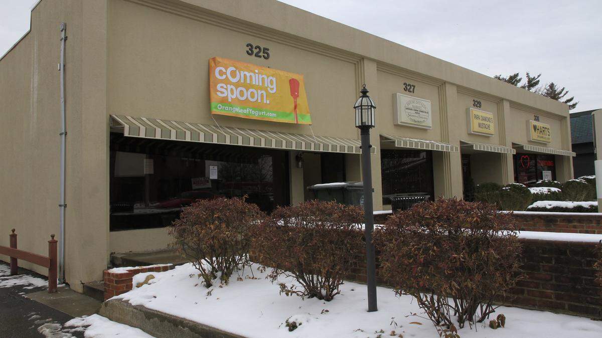 A sign touts the forthcoming arrival of Orange Leaf Frozen Yogurt in the former location of Graeter's Ice Cream, 325 Romany Road. It is one of three planned at former Graeter's stores.    