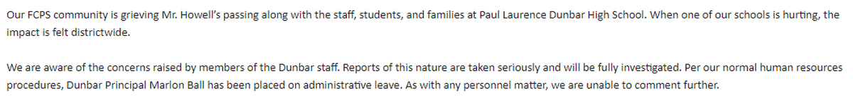 This statement was sent to Lexington media by Fayette County schools spokeswoman Lisa Deffendall on November 2, 2022.