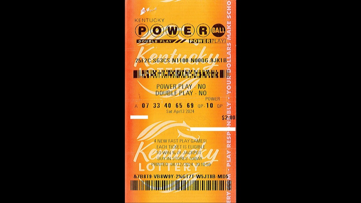 The man's winning lottery ticket for the Powerball's April 16 drawing.
