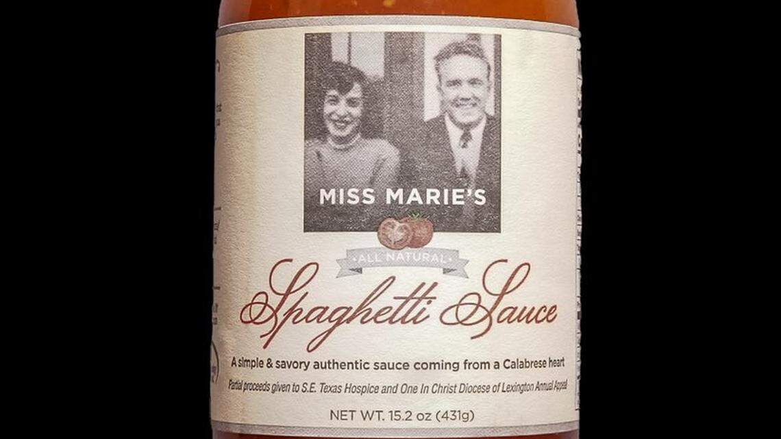 Bottles of Miss Marie’s Spaghetti Sauce, which honor Father Jim Sichko’s late mother, will be available online and in select stores for $10. The sauce was made and bottled in Kentucky.