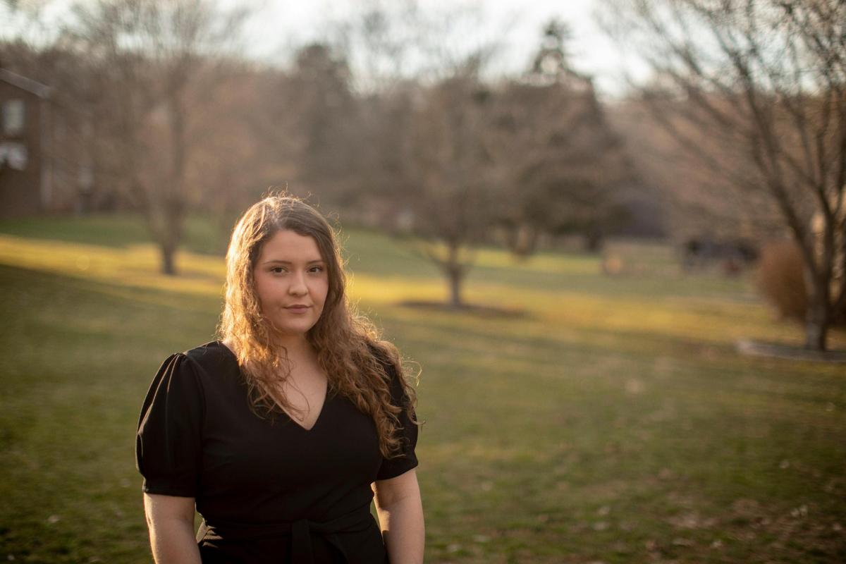 Shelby Ponder poses for a portrait outside her home in Mount Vernon, Ky, Tuesday, March 9, 2021. Ponder experienced serious, long-term side effects from Covid-19. After she was exposed to the virus Ponder experienced a fever that lasted close to three weeks. When her fever dissipated she had extreme difficulty sleeping and was eventually diagnosed with swelling in her brain, or encephalitis. ”It was horrifying,” Ponder said. This caused her to have problems with her vision, migraines, motor skills and memory. “You never think something like that could be wrong with you,” Ponder said.