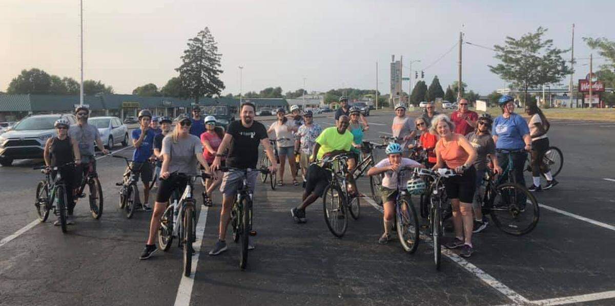 Riders from the August Tacos On Two Wheels, a family friendly bike ride through the Greater Gardenside neighborhood.