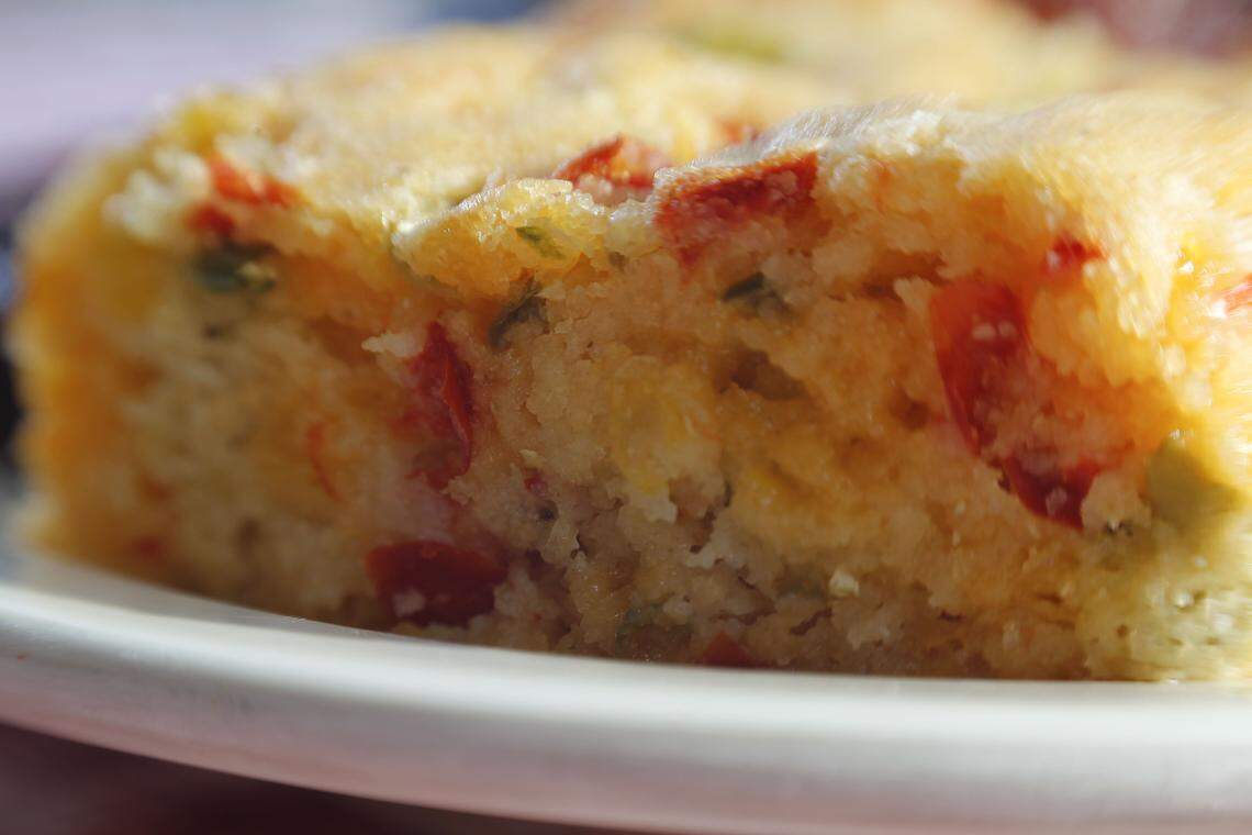 Mexican cornbread at Billy’s Bar-B-Q, May 7, 2013. The popular bread was packed with cheese and corn, jalapeños and pimentos.