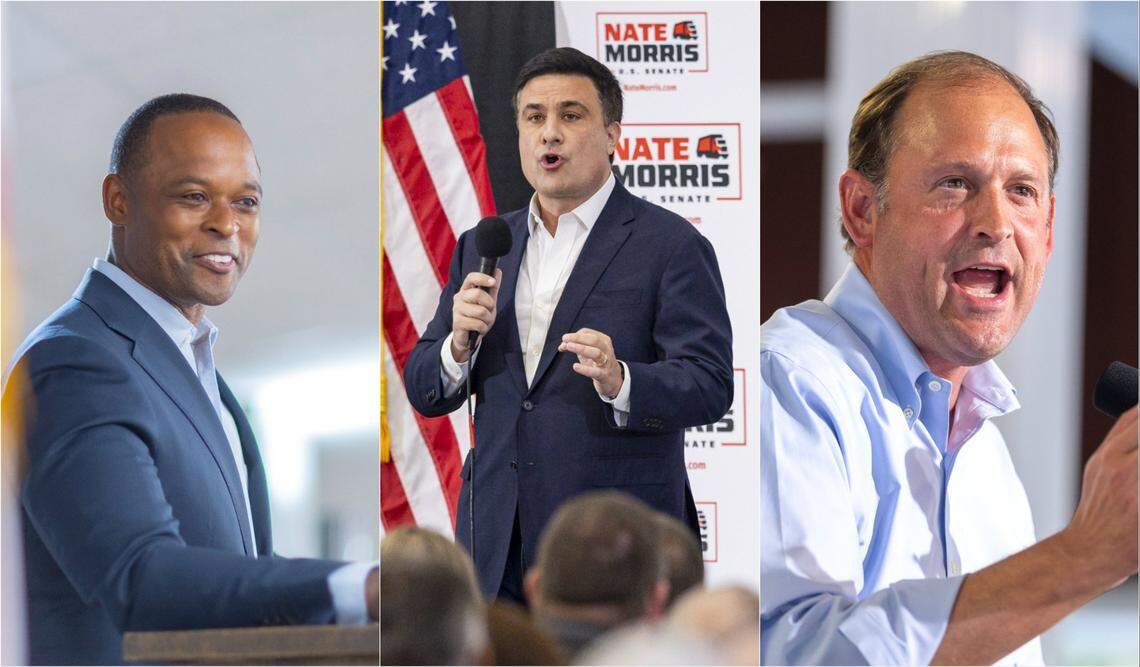 Former Attorney General Daniel Cameron, Lexington tech entrepreneur Nate Morris and Rep. Andy Barr