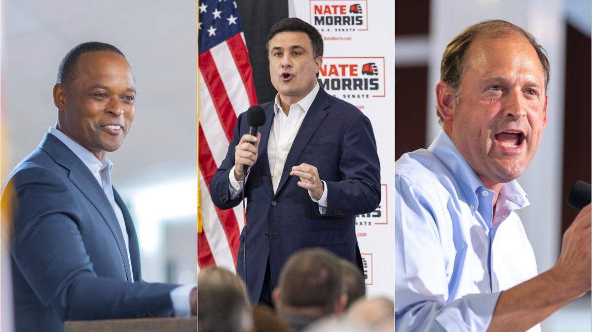 Former attorney general Daniel Cameron, Lexington tech entrepreneur Nate Morris and Rep. Andy Barr
