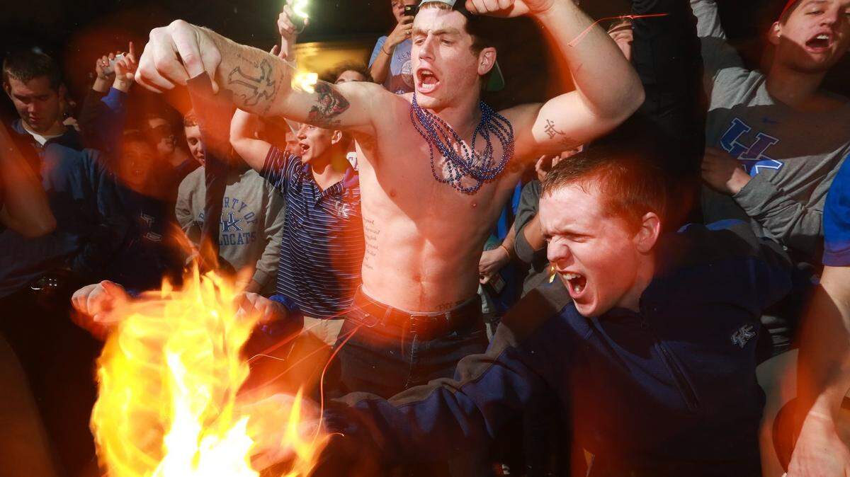 Couch and trash fires were ignited in the State Street area after Kentucky's loss to Connecticut.   