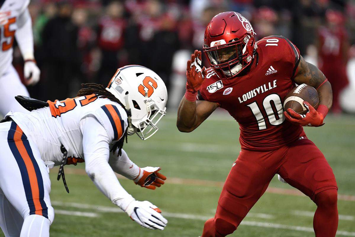 Louisville running back Javian Hawkins has rushed for 1,278 yards on the season, including 233 against Syracuse last Saturday.