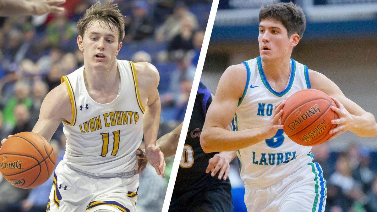 Lyon County’s Travis Perry (11) and North Laurel’s Reed Sheppard are two of the most celebrated guards in Kentucky high school boys’ basketball. Their teams will face off at Lexington Catholic at 7 p.m. Saturday.