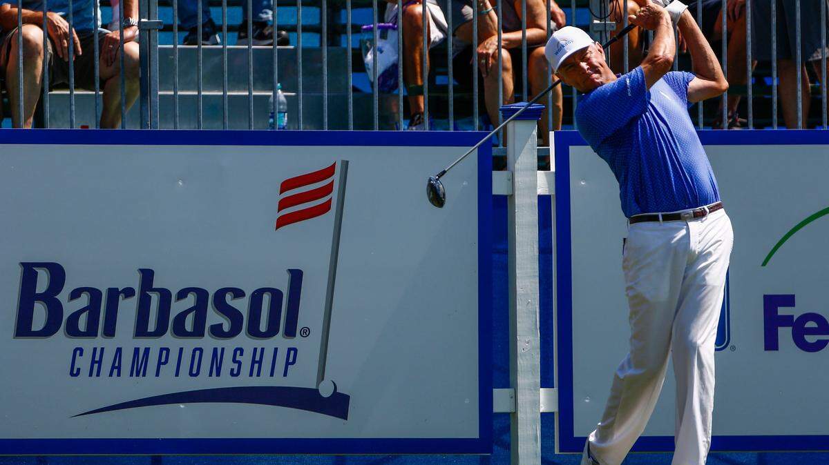 Davis Love III teed off on the first hole during Wednesday's Pro-Am event at the PGA Tour Barbasol Championship at Keene Trace Golf Club outside Nicholasville. Love III is one of the most recognizable names in this week's tournament, which gets underway Thursday..