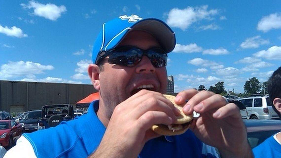 James Streble, shown tailgating at the UK-U of L football game, started the "Free Enes" movement in a fake letter imploring Turkey to relinquish its claim to the UK recruit.     