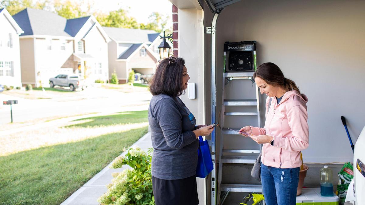 Rep. Cherlynn Stevenson (D) canvass in Lexington, Ky., Thursday, September 22, 2022. Stevenson is the incumbent in Novembers election.