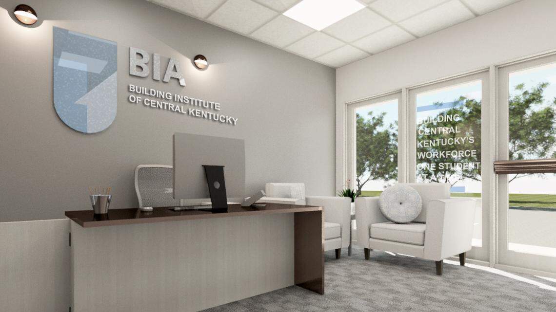 A rendering of the foyer at the new Building Industry Association of Central Kentucky at 109 West Loudon Avenue.