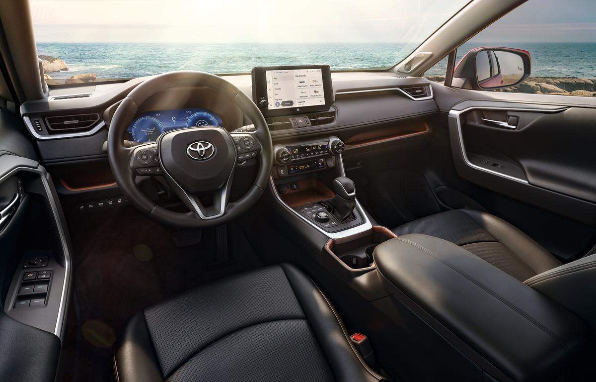 Interior of a 2025 RAV4 Limited. Toyota is considering moving more production of the RAV4 to its Georgetown, Ky, plant in response to President Donald Trump’s tariffs.