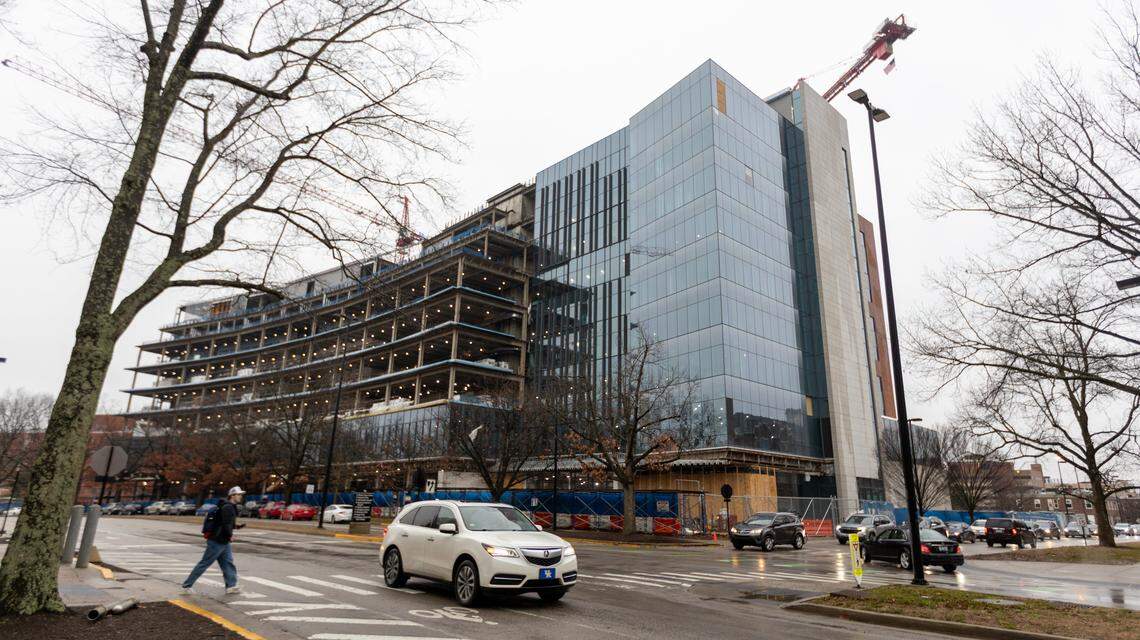 Development continues on University of Kentucky’s Health Education building on the corner of University and Huguelet Drive March 2, 2026.
