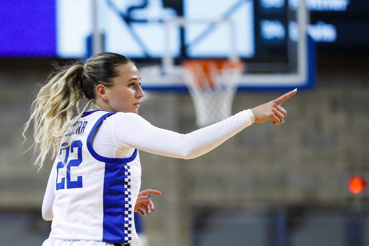 Senior guard Maddie Scherr could see time at the point or off the ball. Either way “she’s really emerged as the leader on this team,” head coach Kyra Elzy said.