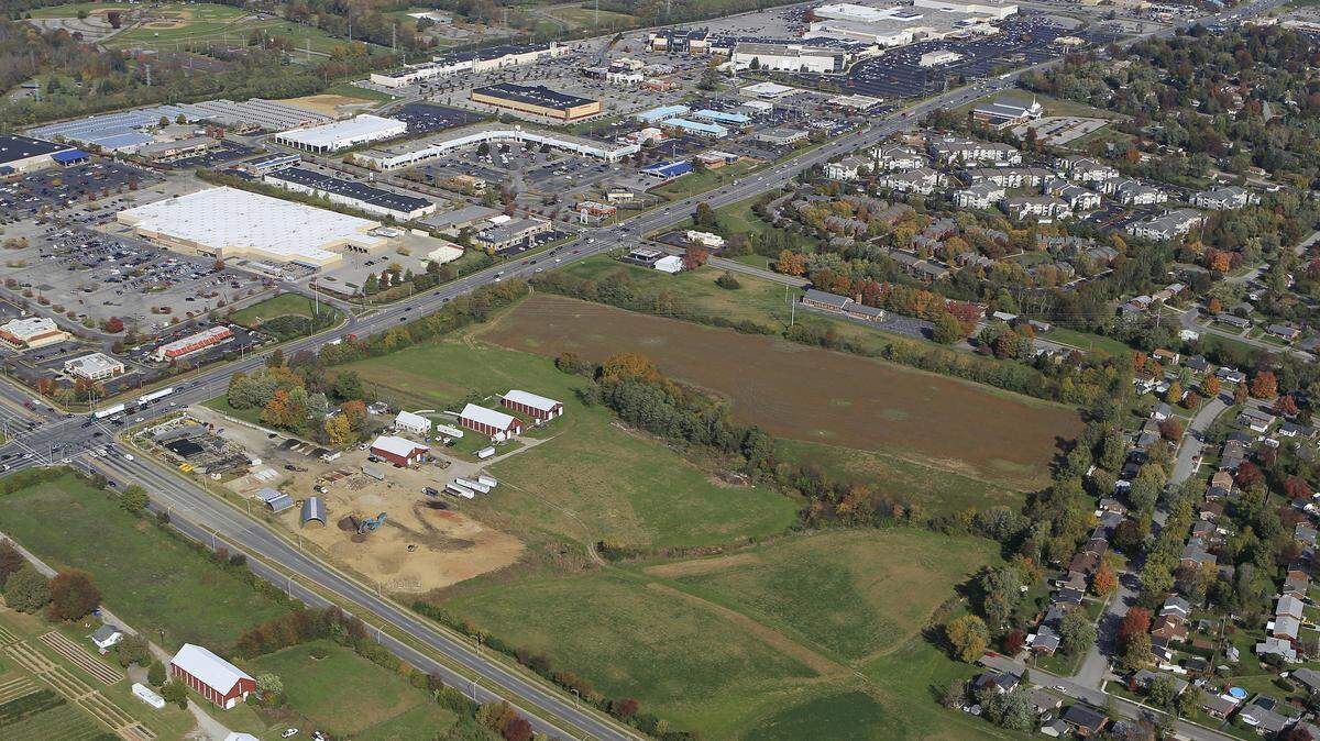 The Fritz Farm property at Man o' War Boulevard and Nicholasville Road, shown in an aerial view taken in October, is the site of the proposed Summit Lexington shopping center development.  