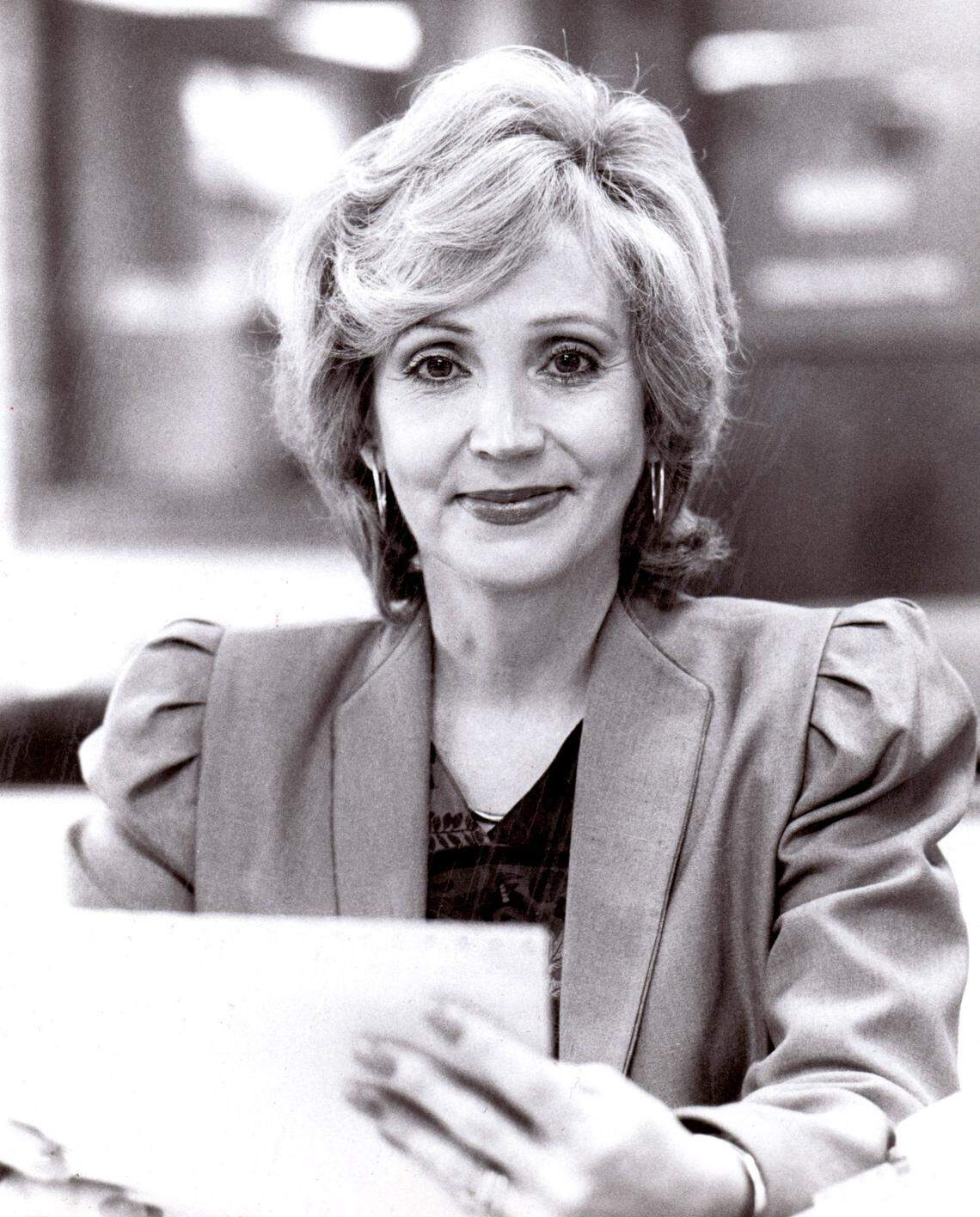 WLEX-18’s Sue Wylie, May 3, 1982. Wylie was a longtime Lexington television news anchor and radio talk show host. Before joining WLEX in 1968, she was a trailblazer,  working in Columbus, Ohio, and Miami, where she was among the first women covering hard news in that television market. She created the “Your Government” show for LEX-18 in the early 1970s and went on to host several governors on the show, as well as political figures including Ronald Reagan, Jimmy Carter, Ted Kennedy and Jesse Jackson. Wylie retired from a 30-year career at LEX-18 in 1998 but continued to host a talk radio show on WVLK-590 AM until 2013. She died at 90 in a 2023 car crash.