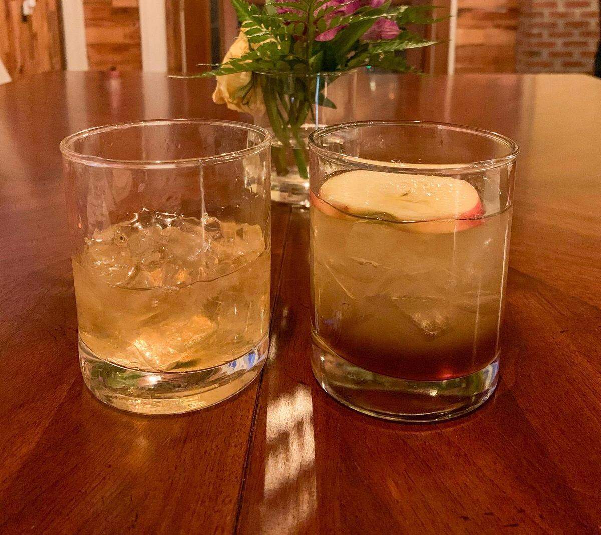The Dogwood, left, and the Kentucky Summer are two of the craft cocktails on the menu at Honeysuckle.