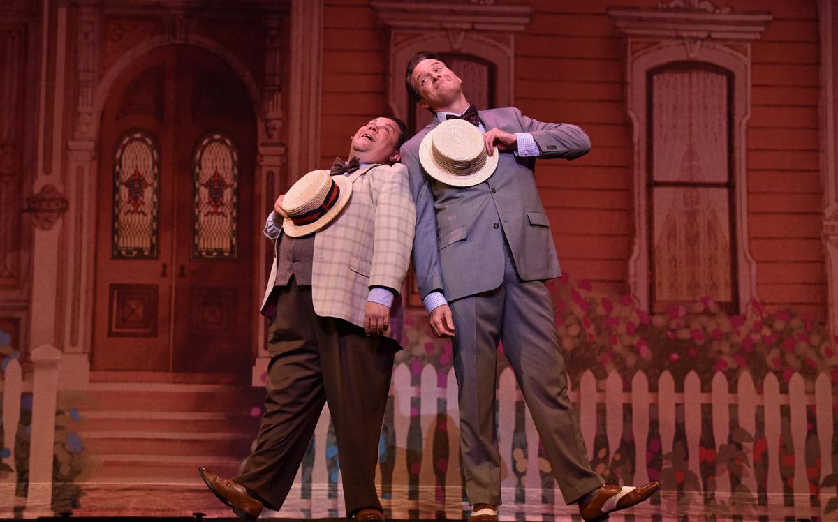 Marcellus (Justin Robertson) and Harold (Edward Watts) sing about “The Sadder, But Wiser Girl.” The Lexington Theatre Company presents “The Music Man” July 12 to 15 at the Lexington Opera House.