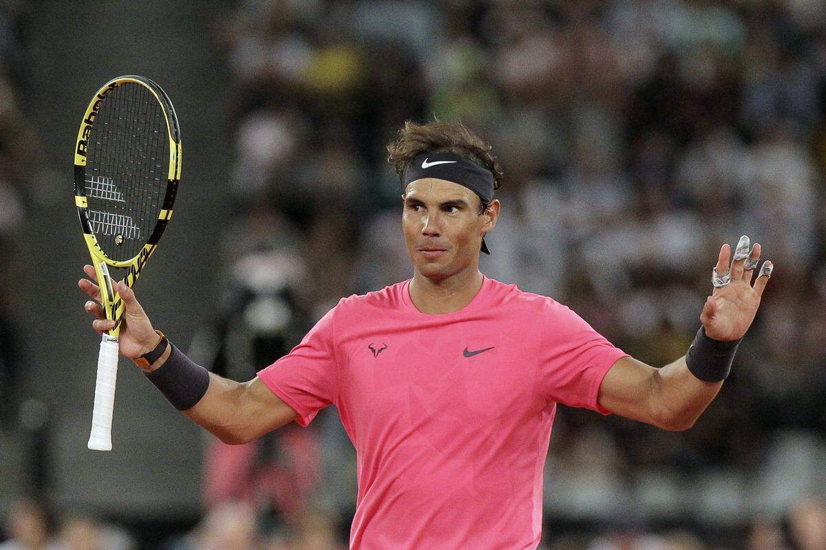Rafael Nadal celebrated a point against Roger Federer during their exhibition tennis match in Cape Town, South Africa, last week. A horse named for Nadal is one of the early favorites on the Kentucky Derby trail.