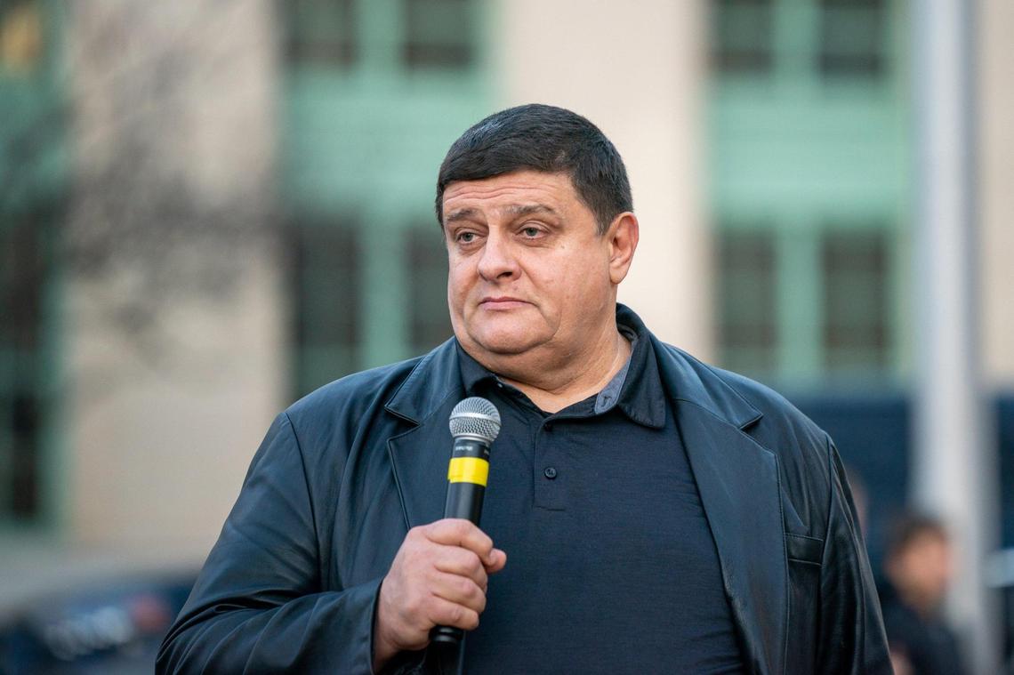 Yaroslavl Boyenchko spoke at the Peace Vigil for Ukraine put on by Mayor’s International Affairs Advisory Commission at the Robert Stephens Courthouse Plaza on Wednesday March 2, 2022 in Lexington, Ky.