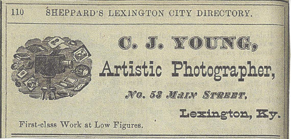 C.J. Young is listed this advertisement in the Lexington City Directory from 1873-1874.