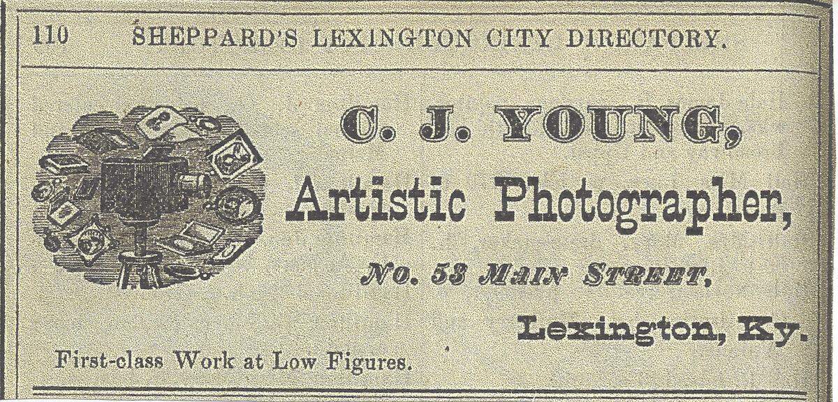 C.J. Young is listed this advertisement in the Lexington City Directory from 1873-1874.