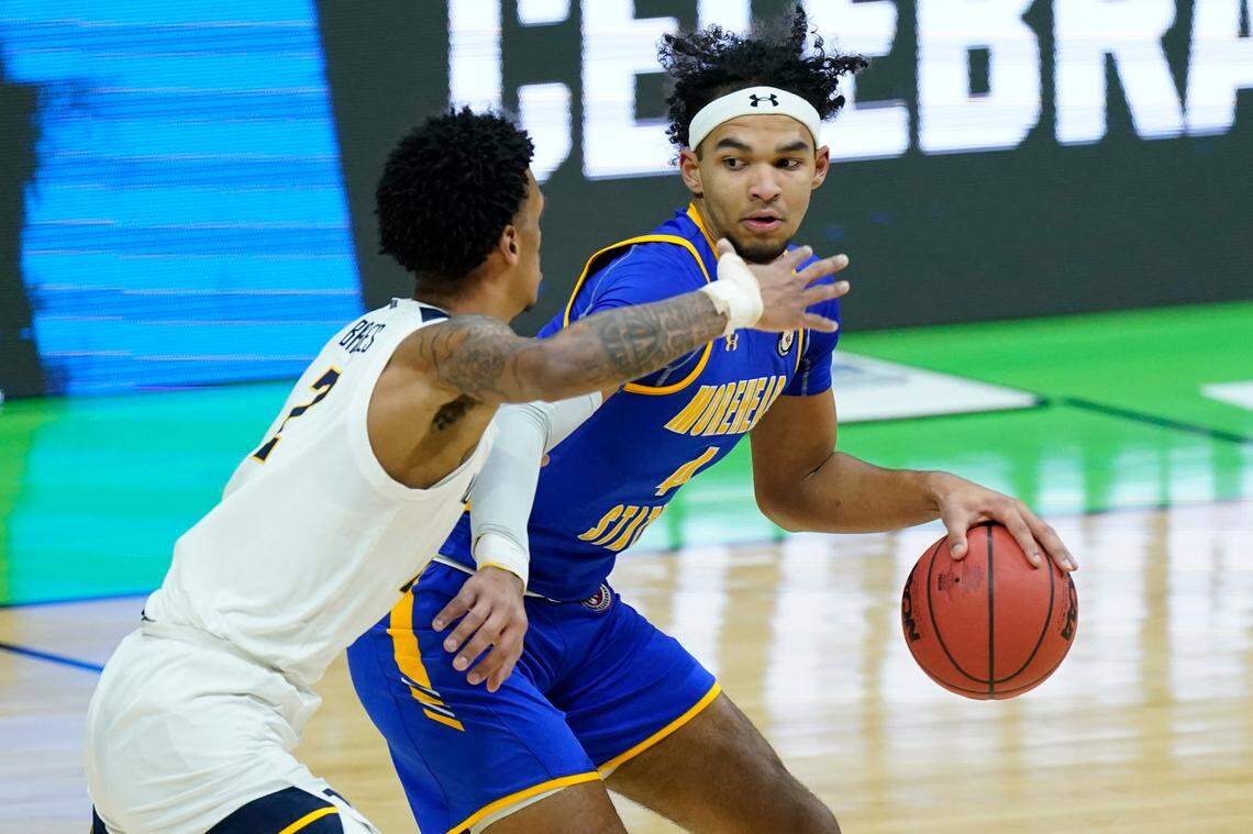 Morehead State’s Johni Broome, right, went from unheralded recruit to the OVC Freshman of the Year and OVC Tournament MVP last season.