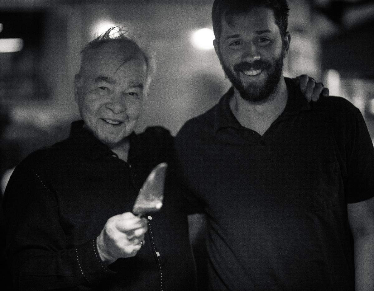 The late John Prine with his eldest son, Jody Whelan. Whelan has taken over running Oh Boy Records now that both founders are gone.