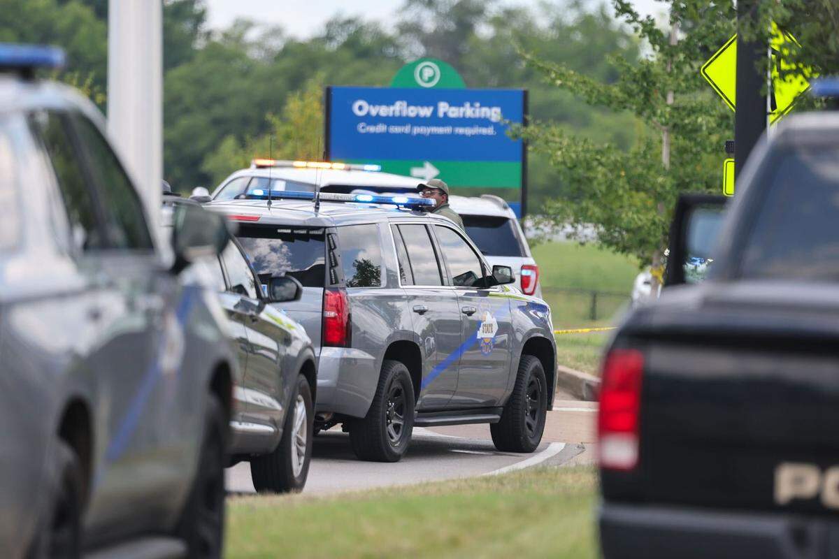 A Kentucky State Police trooper was shot at the Blue Grass Airport Sunday, according to police. KSP is investigating. The suspect fled to a church on Richmond Road and is dead.