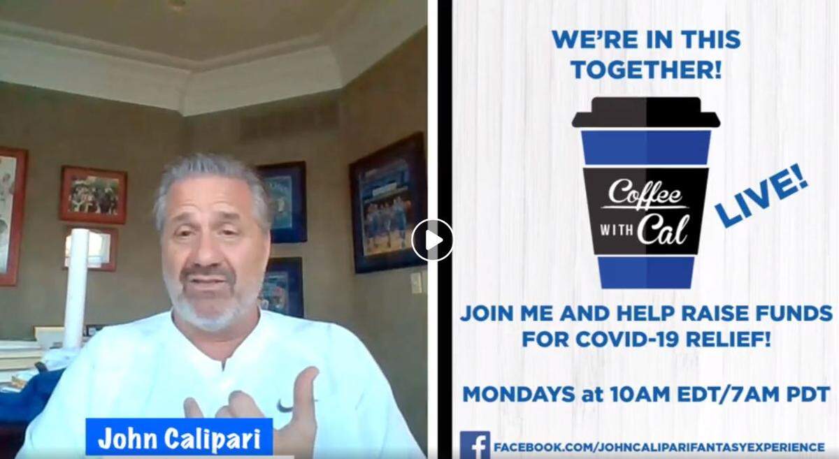 John Calipari addressed fans during his “Coffee with Cal” show this past spring. The show was launched to benefit COVID-19 victims.