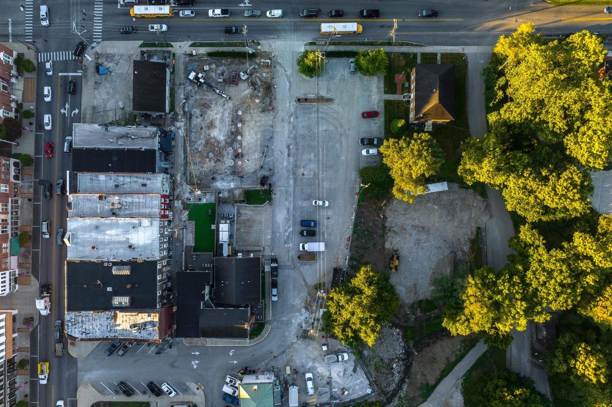 Construction is underway on an outdoor stage and farmers market pavilion in downtown Versailles, Ky. More than $10 million will be spent over the next two years on upgrades. Some of the investment is coming from city government, some from a federal block grant and some of private fundraising.